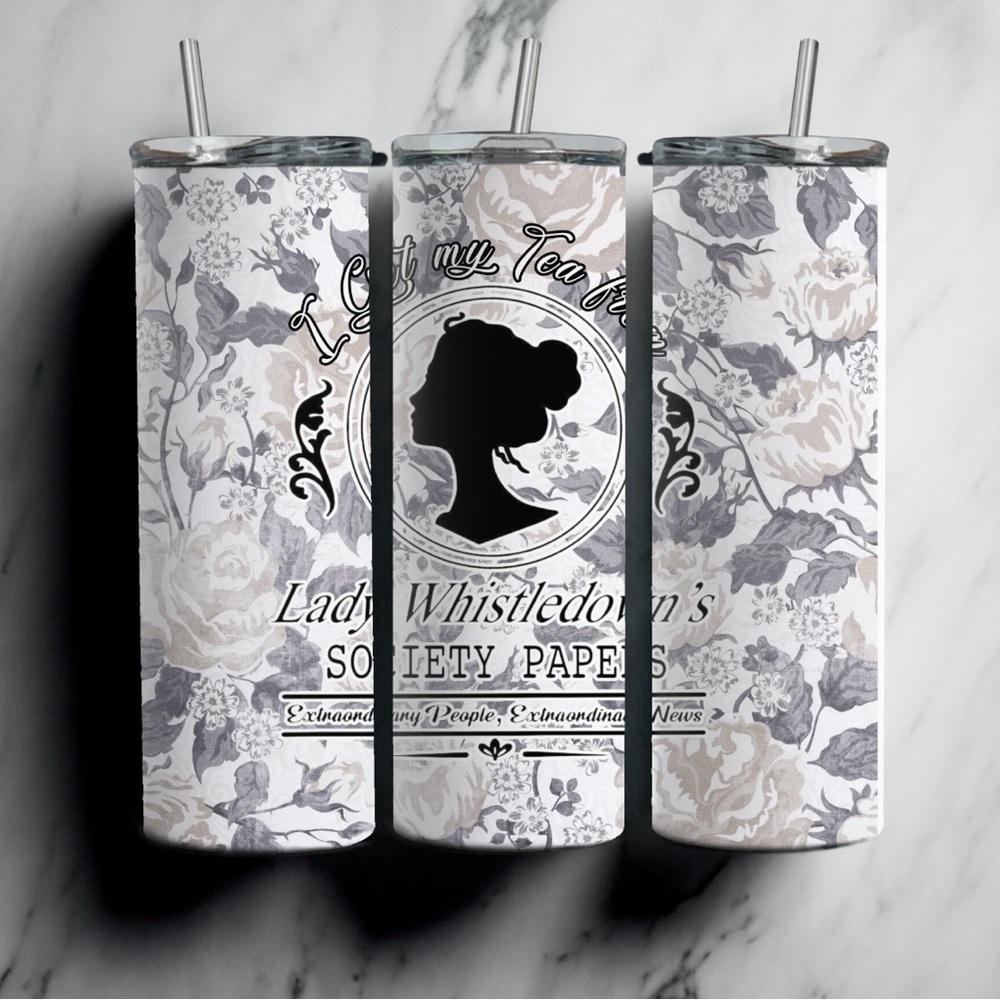 Lady Whistledown Floral Theme 20oz Skinny Stainless Steel Tumbler